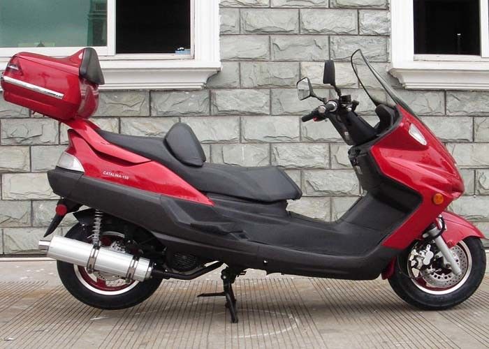 سكوتر أحمر بالطاقة موتور مع فرامل يدوية ، موتور سكوتر 150cc مع ضوء قوي