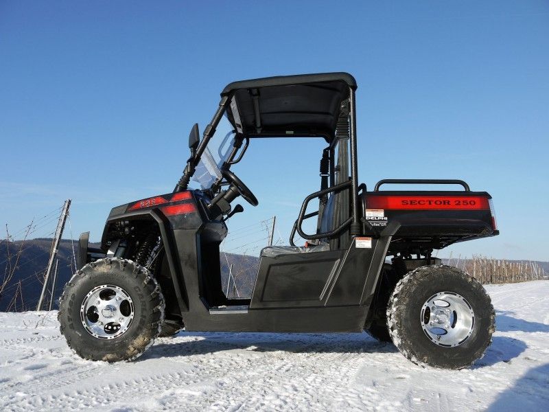 UTV 250 رافعة شوكية محمولة ونش مع مركبات Efi - الأحمر ، Windsheild و Towbar
